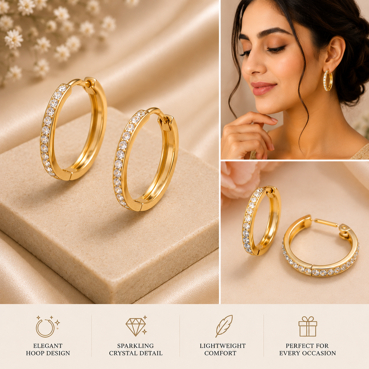 Luna Crystal Hoop Earrings